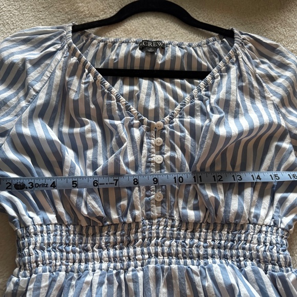 J. Crew V-neck Smocked Waist Top, Size extra small, black and white stripes - Picture 11 of 12